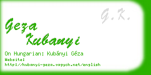 geza kubanyi business card