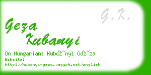 geza kubanyi business card